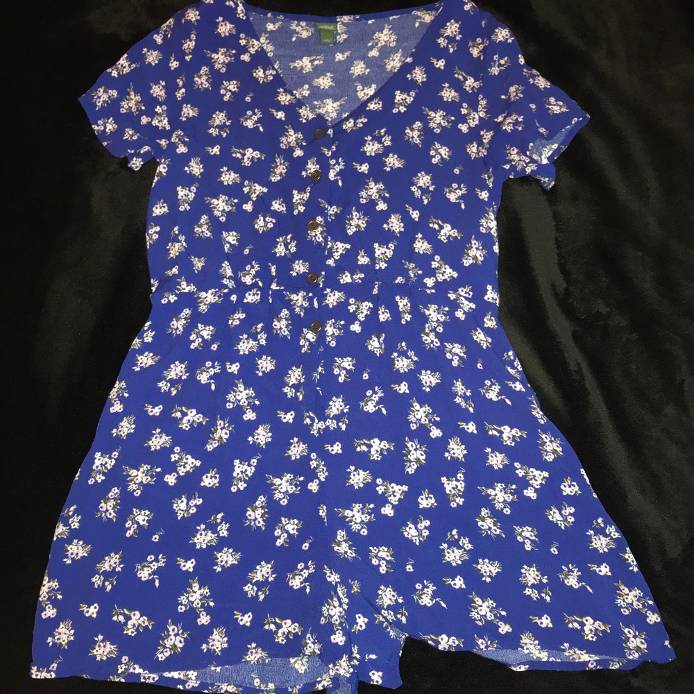 Blue- floral printed romper